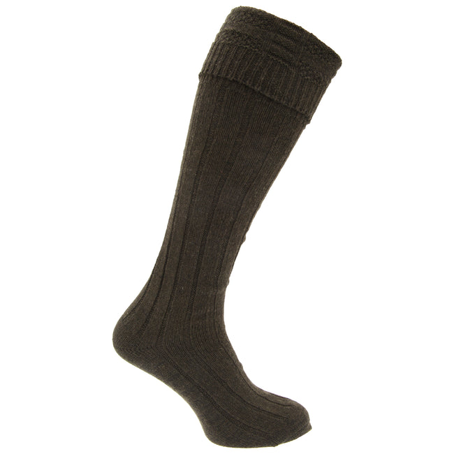 Khaki - Front - Mens Scottish Highland Wear Wool Kilt Hose Socks (1 Pair)