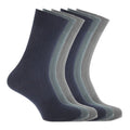 Navy-Blue-Grey - Front - FLOSO Mens Ribbed 100% Cotton Socks (6 Pairs)