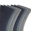 Navy-Blue-Grey - Back - FLOSO Mens Ribbed 100% Cotton Socks (6 Pairs)