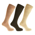 Shades Of Brown - Front - Mens 100% Cotton Ribbed Knee High Socks (Pack Of 3)