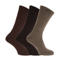 Tan-Brown-Dark Brown - Front - Unisex Big Foot Comfort Fit Diabetic Socks (3 Pairs)
