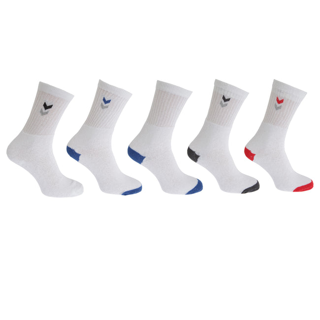 White - Front - Mens Assorted Emblem Sport Socks (5 Pairs)