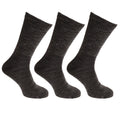 Charcoal - Front - Mens Lambs Wool Blend Diabetic Extra Wide Socks (3 Pairs)