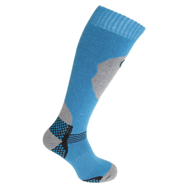 Blue-Grey - Front - Mens High Performance Extra Comfort Ski Socks (1 Pair)