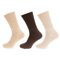 Cream-Beige-Brown - Front - Universal Textiles Mens Bamboo Diabetic Wellness Socks (Pack Of 3)