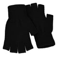 Black - Back - FLOSO Mens Fingerless Winter Gloves