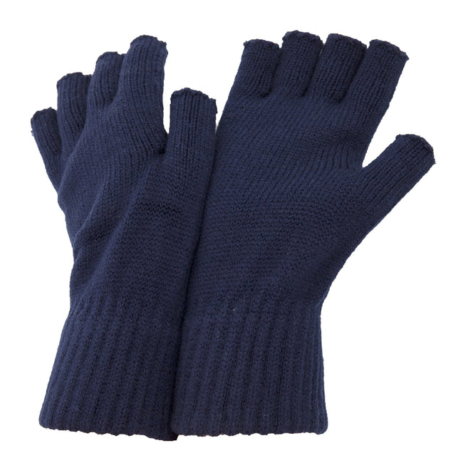 Navy - Front - FLOSO Mens Fingerless Winter Gloves