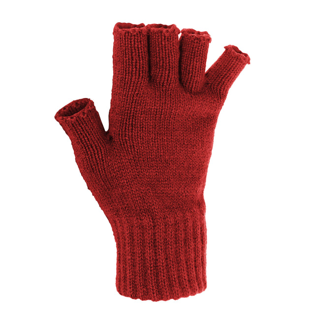Red - Back - FLOSO Ladies-Womens Winter Fingerless Gloves