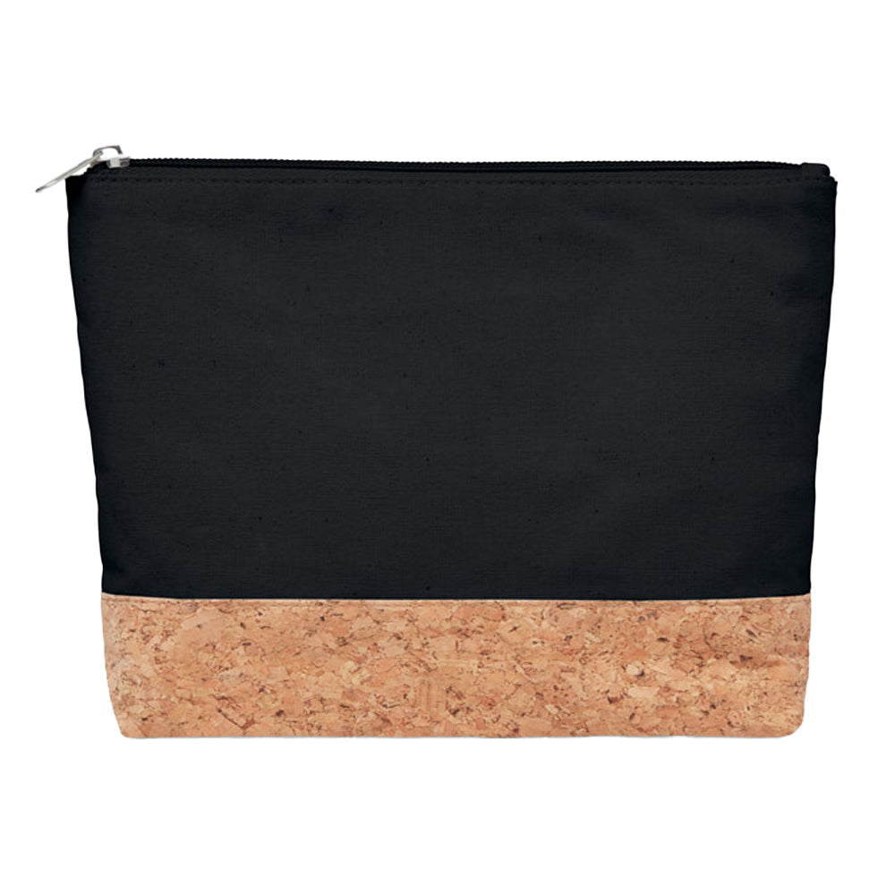 Black - Front - MidOcean Porto Cork Cotton Cosmetic Bag