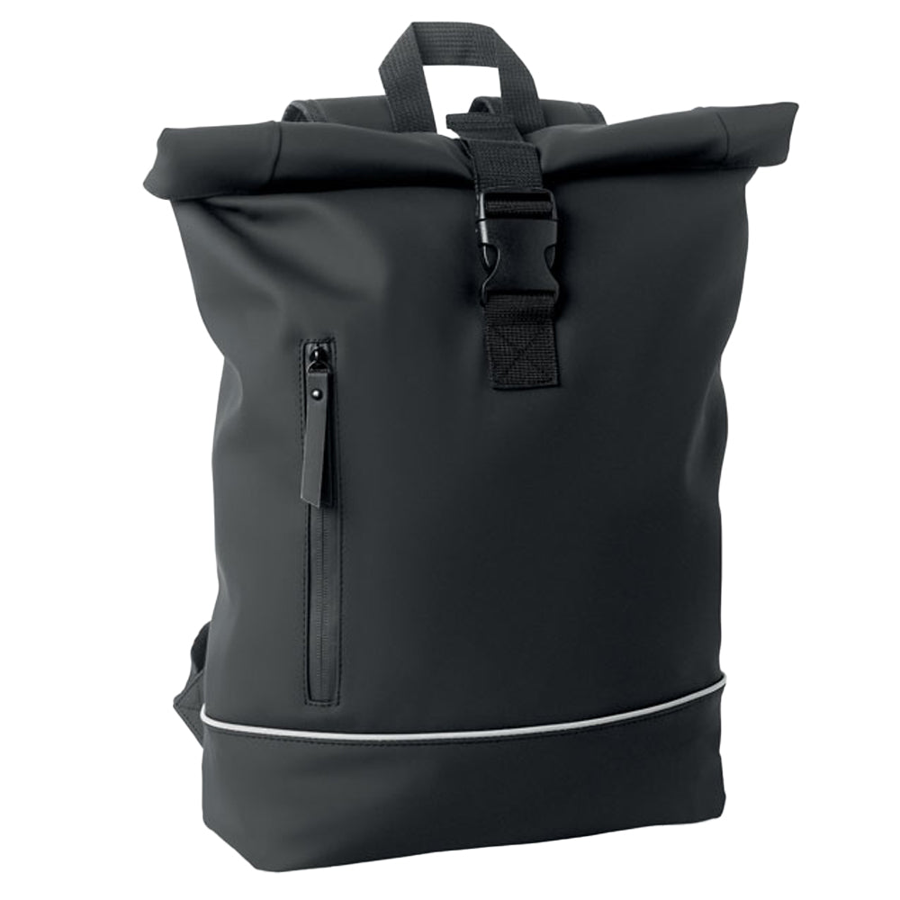 Black - Side - MidOcean Laptosa Roll Top PU Laptop Backpack
