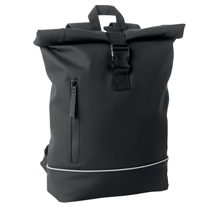 Black - Side - MidOcean Laptosa Roll Top PU Laptop Backpack