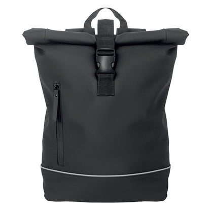 Black - Front - MidOcean Laptosa Roll Top PU Laptop Backpack