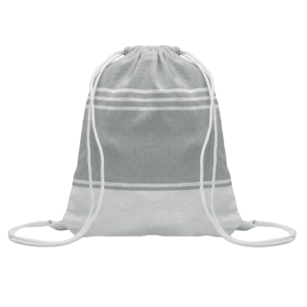 Grey - Front - MidOcean Hammam Towel Drawstring Bag Set