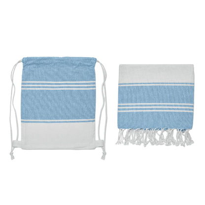 Turquoise - Back - MidOcean Hammam Towel Drawstring Bag Set