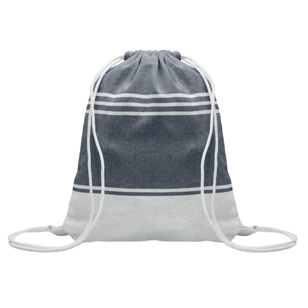 Blue - Front - MidOcean Hammam Towel Drawstring Bag Set