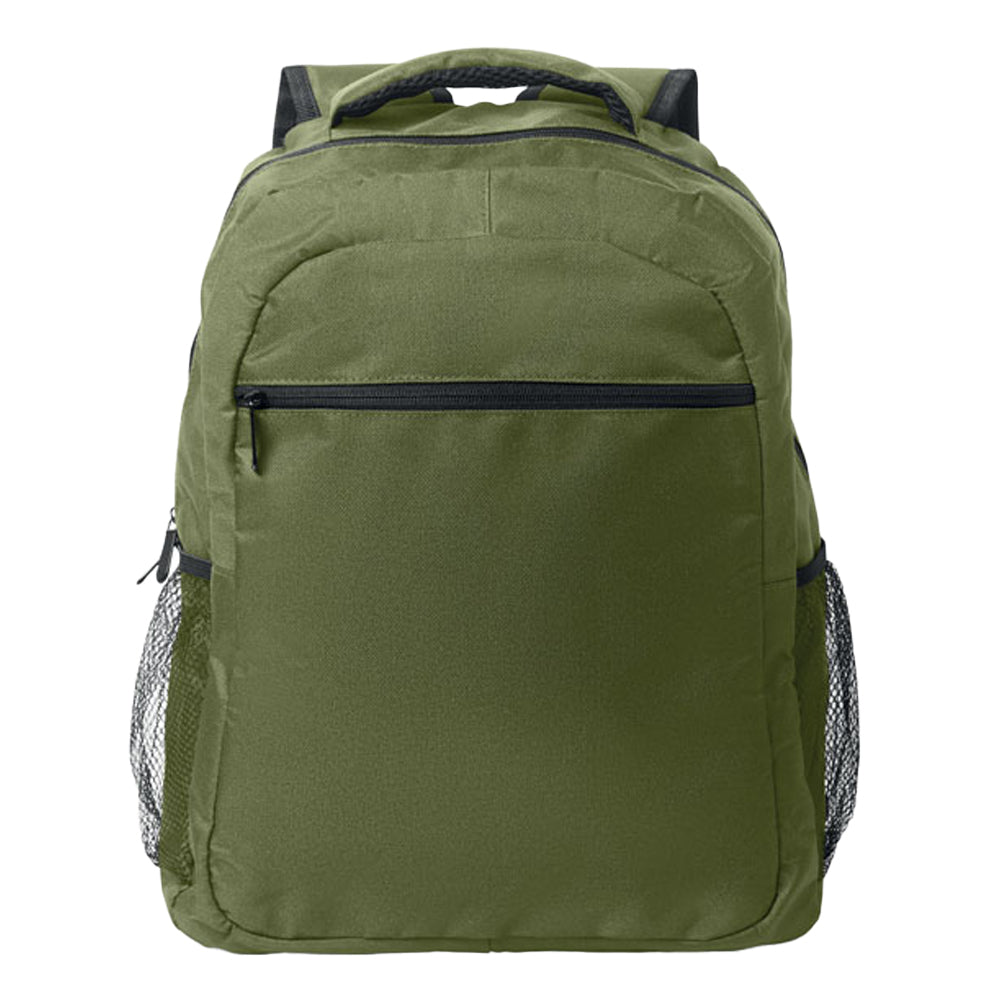 Army Green - Front - MidOcean Puter - Topper Plain RPET Laptop Backpack