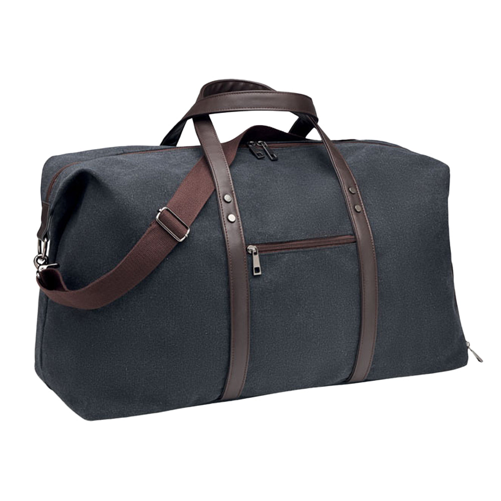 Black - Side - MidOcean Zurich Washed Canvas Weekend Bag
