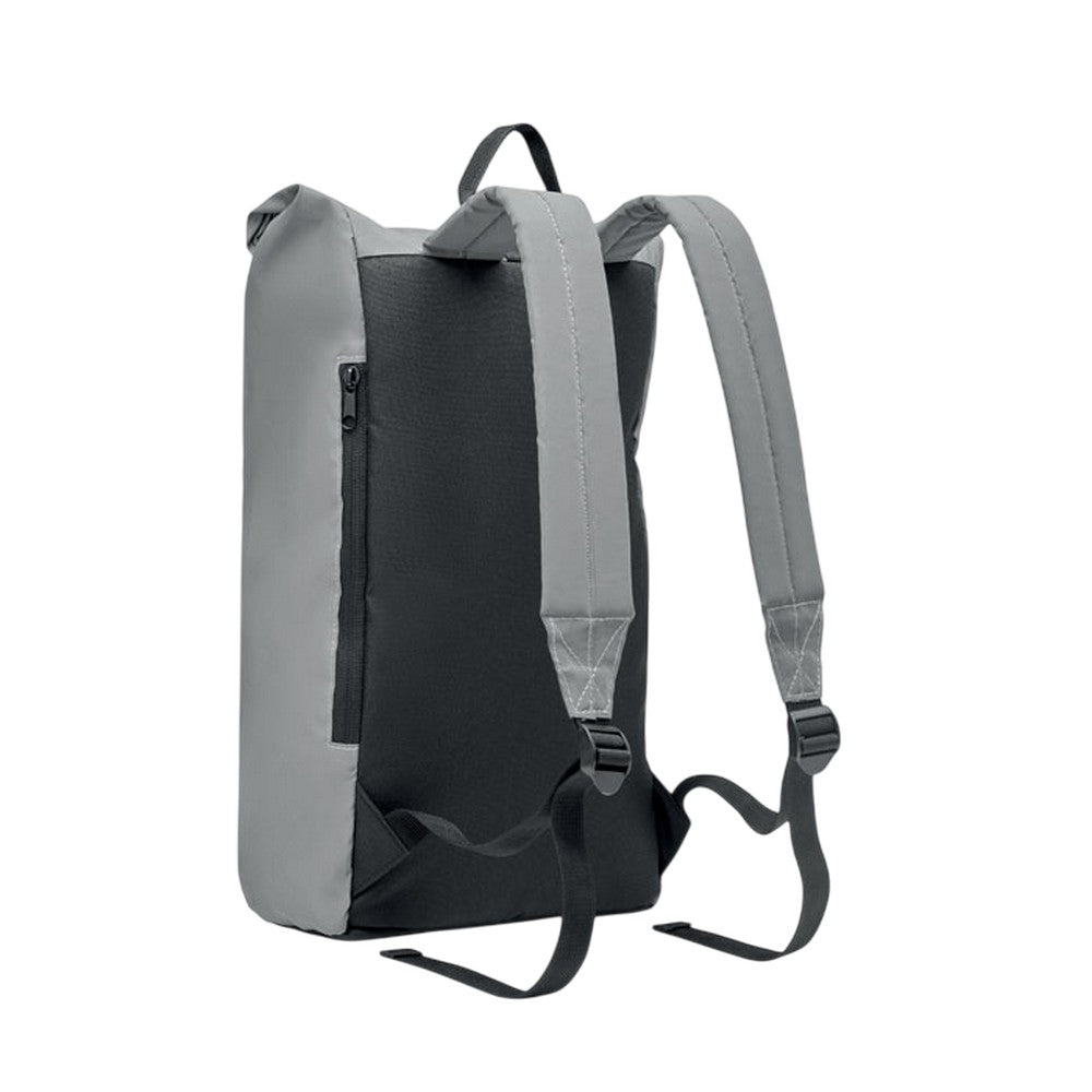 Matt Silver - Back - MidOcean Bright Rollpack Roll Top Reflective Backpack