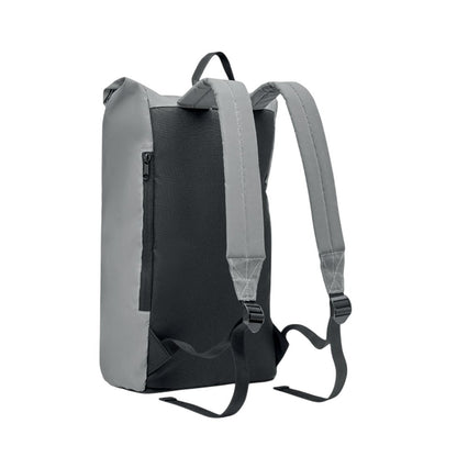 Matt Silver - Back - MidOcean Bright Rollpack Roll Top Reflective Backpack