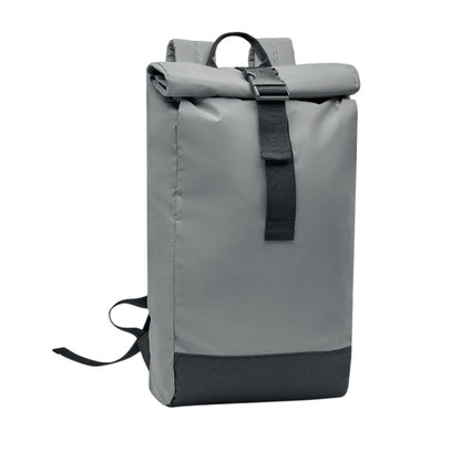 Matt Silver - Front - MidOcean Bright Rollpack Roll Top Reflective Backpack