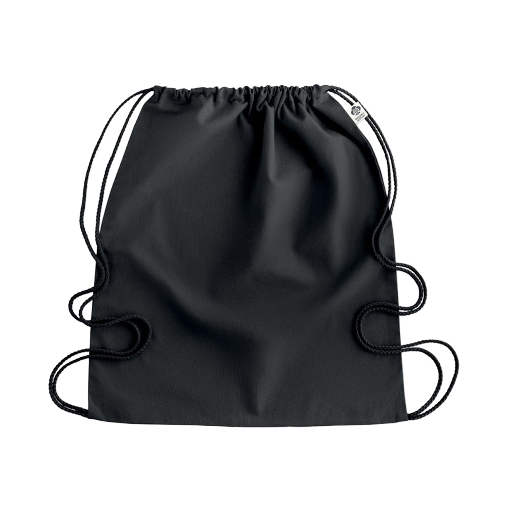 Black - Side - MidOcean Yuki Organic Cotton Drawstring Bag
