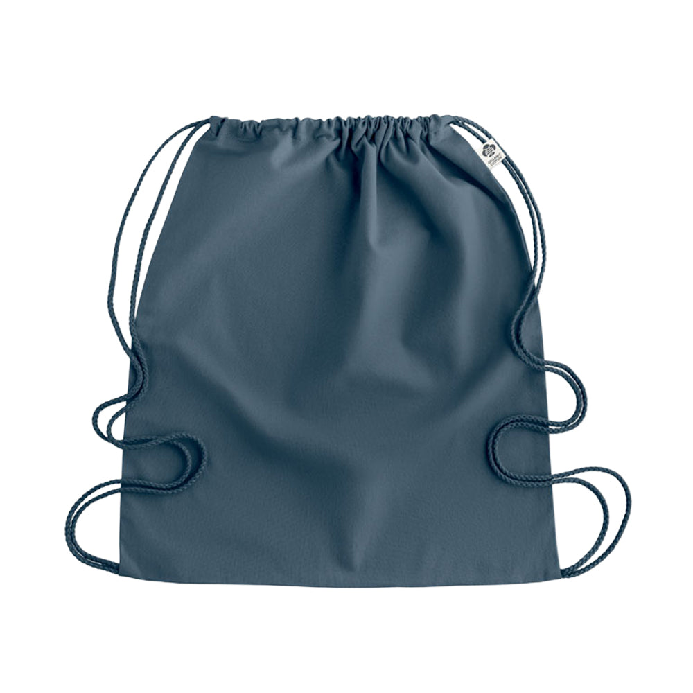 Blue - Side - MidOcean Yuki Organic Cotton Drawstring Bag