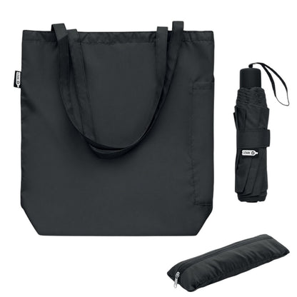 Black - Front - MidOcean Seattle RPET Folding Umbrella Set