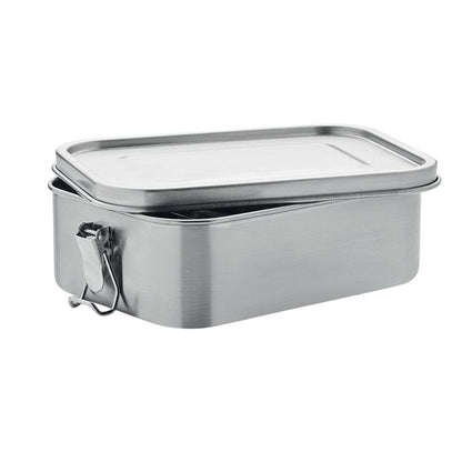 Matt Silver - Side - MidOcean Sao Stainless Steel Lunch Box