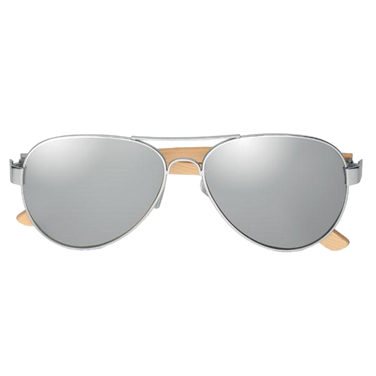 Shiny Silver - Front - MidOcean Unisex Adult Honiara Bamboo Sunglasses