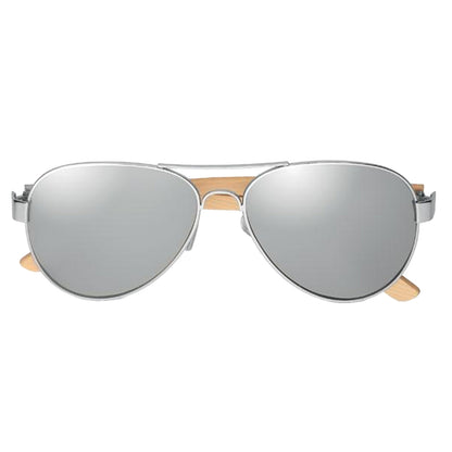 Shiny Silver - Front - MidOcean Unisex Adult Honiara Bamboo Sunglasses