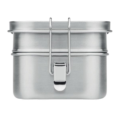 Matt Silver - Back - MidOcean Double Chan Stainless Steel Lunch Box