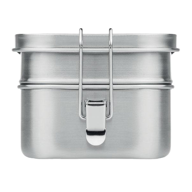 Matt Silver - Back - MidOcean Double Chan Stainless Steel Lunch Box