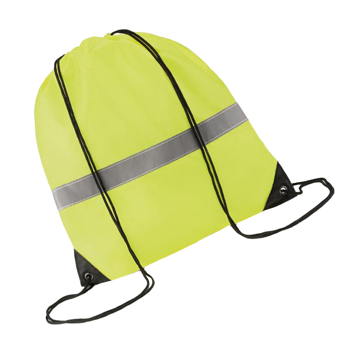 Neon Yellow - Side - MidOcean Stripe Reflective Drawstring Bag