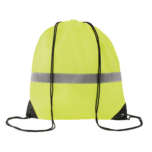 Neon Yellow - Front - MidOcean Stripe Reflective Drawstring Bag
