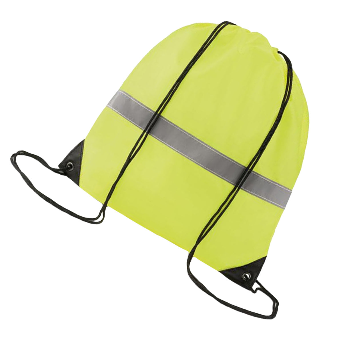 Neon Yellow - Back - MidOcean Stripe Reflective Drawstring Bag