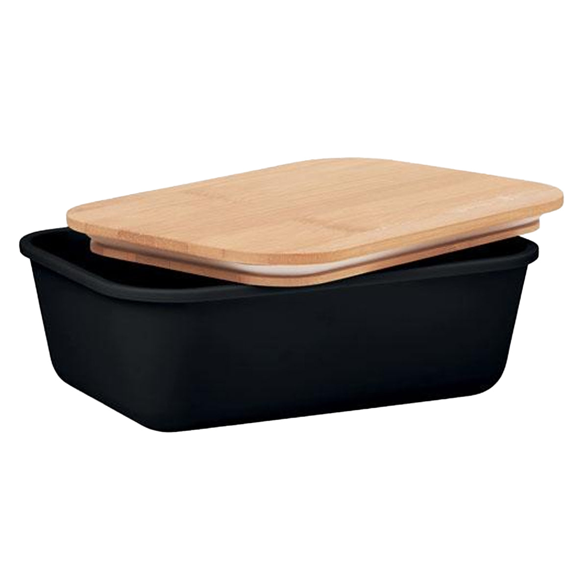 Black - Side - MidOcean Thursday Bamboo 1L Lunch Box