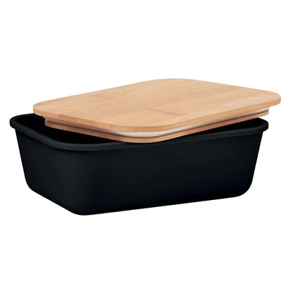 Black - Side - MidOcean Thursday Bamboo 1L Lunch Box
