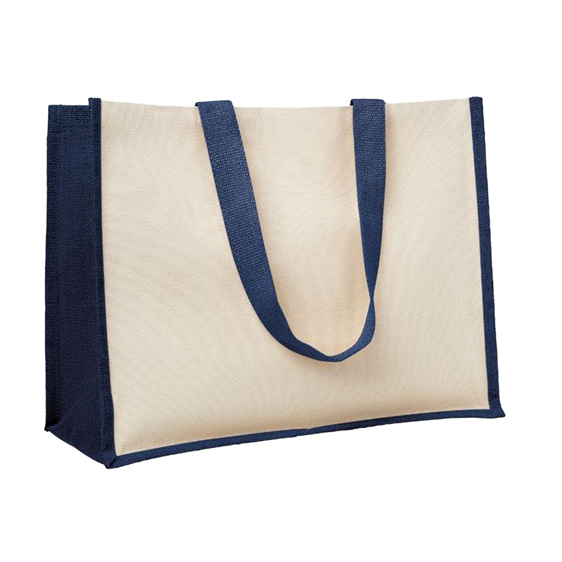 Blue - Back - MidOcean Campo De Fiori Jute Shopper Bag
