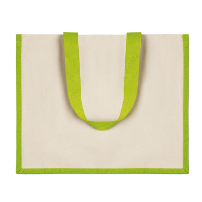 Lime - Front - MidOcean Campo De Fiori Jute Shopper Bag