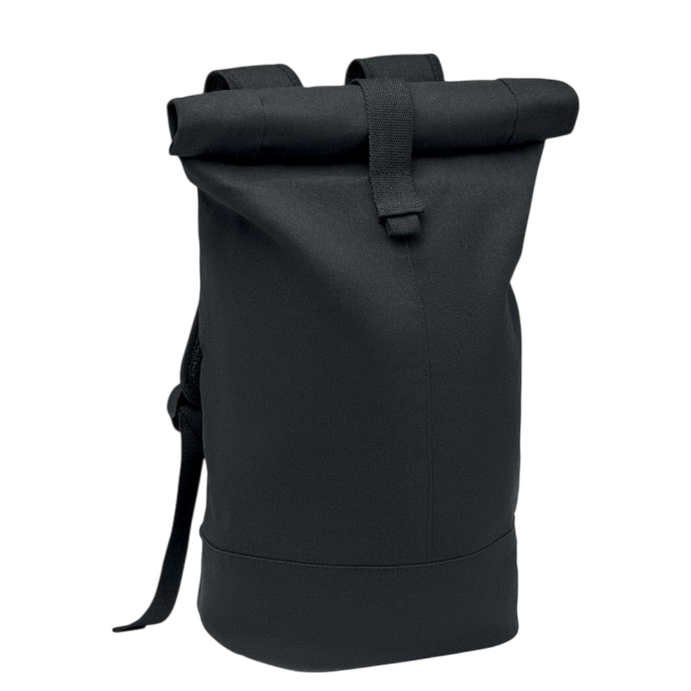 Black - Side - MidOcean Zurich Roll Washed Canvas Backpack