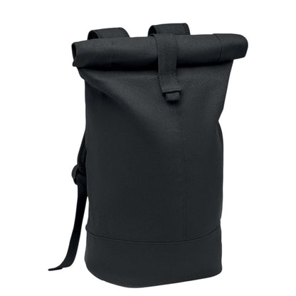 Black - Side - MidOcean Zurich Roll Washed Canvas Backpack