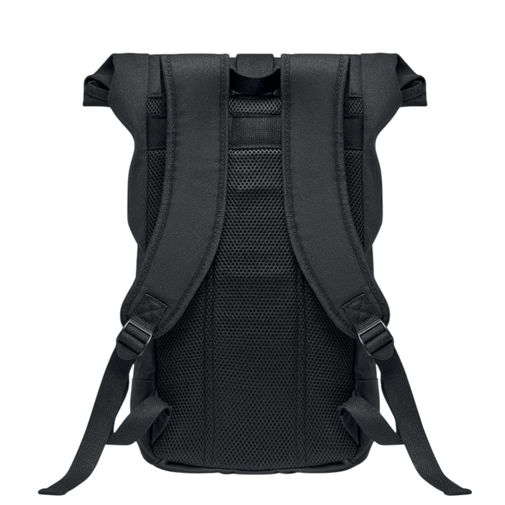 Black - Back - MidOcean Zurich Roll Washed Canvas Backpack