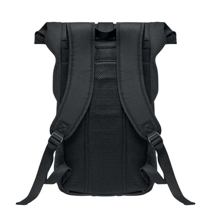 Black - Back - MidOcean Zurich Roll Washed Canvas Backpack