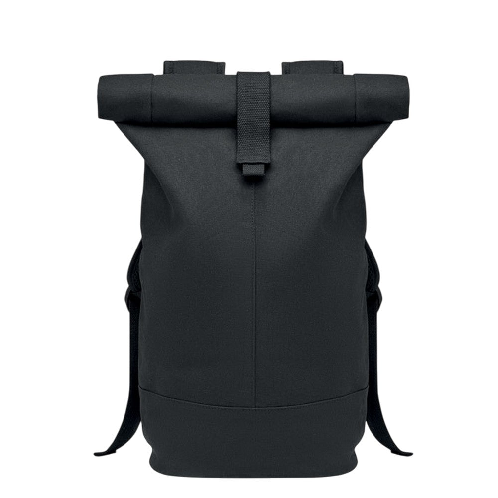 Black - Front - MidOcean Zurich Roll Washed Canvas Backpack
