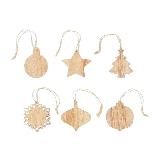 Wood - Front - MidOcean Chriset Wooden Hanging Ornament (Pack of 6)
