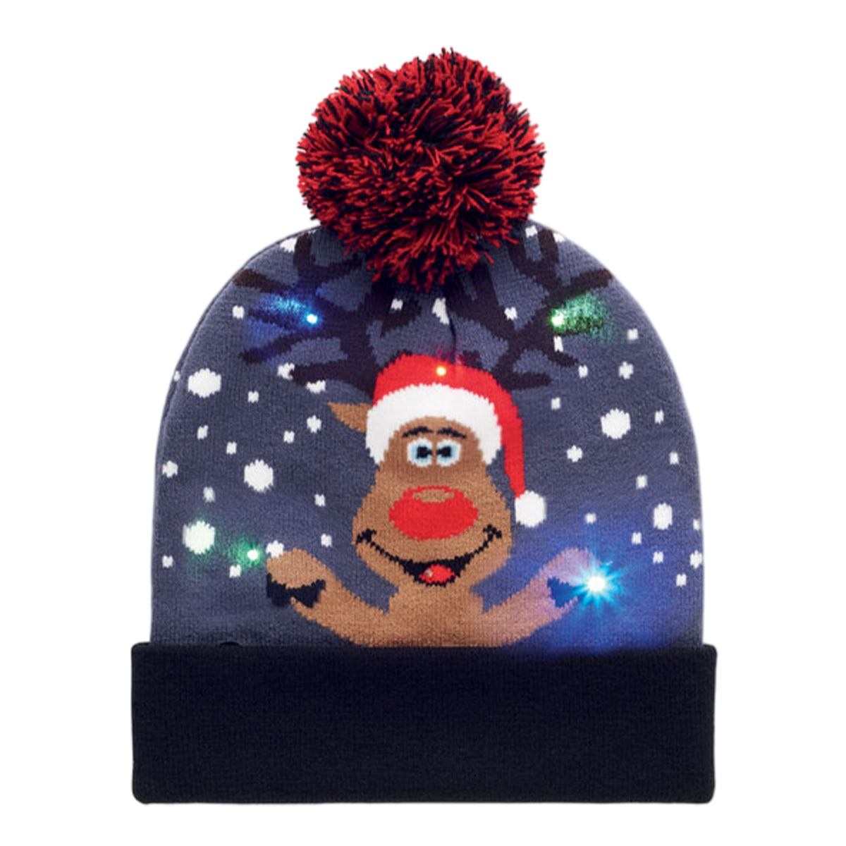 Blue - Back - MidOcean Shimas Light Knitted Christmas Beanie (Batteries Included)