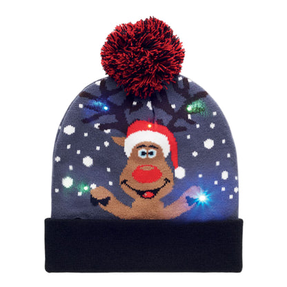 Blue - Back - MidOcean Shimas Light Knitted Christmas Beanie (Batteries Included)