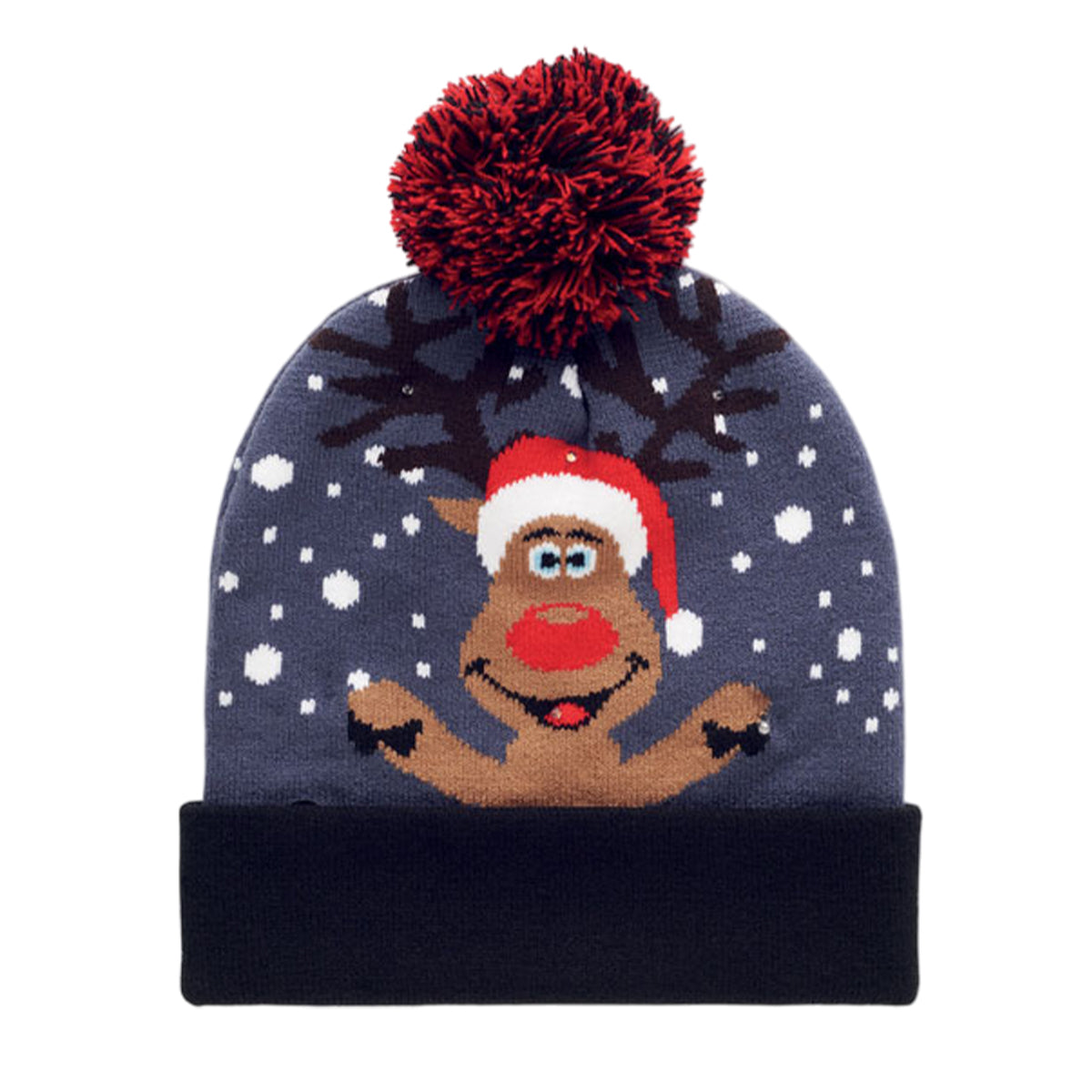 Blue - Front - MidOcean Shimas Light Knitted Christmas Beanie (Batteries Included)