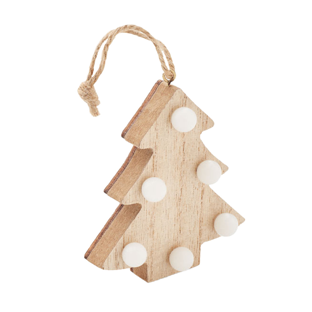 Wood - Front - MidOcean Lulie Wooden Lights Tree Decoration (Batteries Included)
