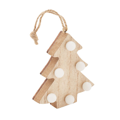 Wood - Front - MidOcean Lulie Wooden Lights Tree Decoration (Batteries Included)